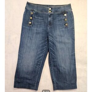Womans Sz 2.5 /‎ 14 Chicos The Platinum Jeans Crop Cropped Cuffed Sailor Coastal